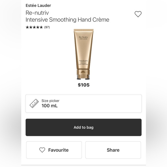Estée Lauder Re-Nutriv Intensive Smoothing Hand Cream 30ml - Picture 2 of 2